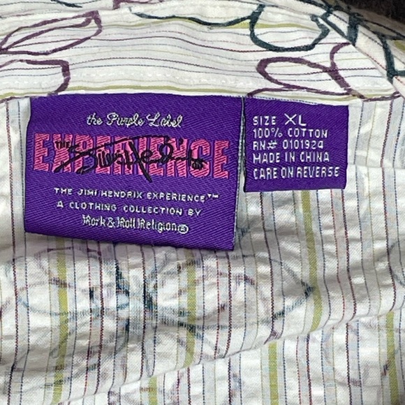 Jimi Hendrix Experience Shirt Mens XL Purple Label Floral Embroidered Button Up - Picture 3 of 5